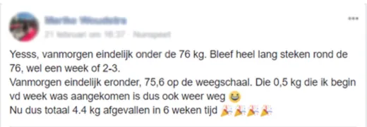 Bericht van een deelnemer op Facebook of in het forum