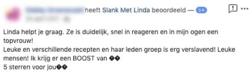 Bericht van een deelnemer op Facebook of in het forum