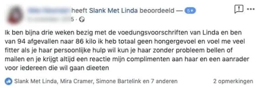 Bericht van een deelnemer op Facebook of in het forum