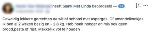 Bericht van een deelnemer op Facebook of in het forum