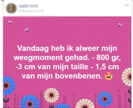 Bericht van een deelnemer op Facebook of in het forum