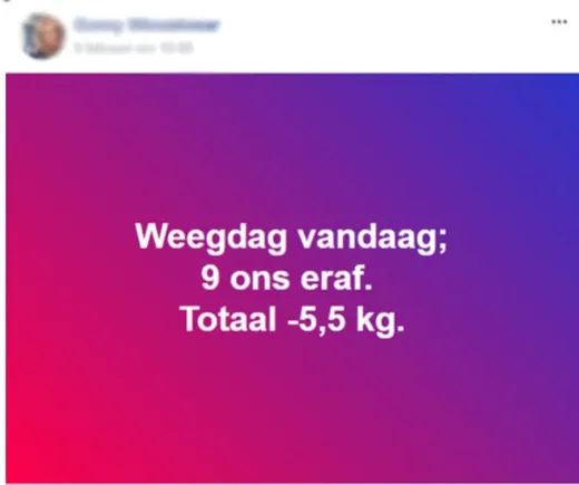 Bericht van een deelnemer op Facebook of in het forum