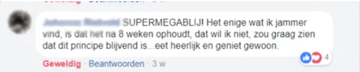 Bericht van een deelnemer op Facebook of in het forum