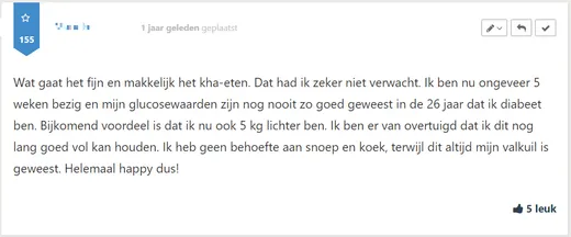 Bericht van een deelnemer op Facebook of in het forum