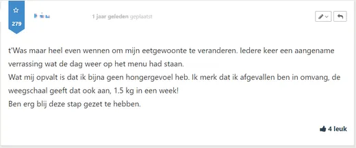 Bericht van een deelnemer op Facebook of in het forum