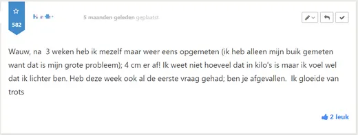 Bericht van een deelnemer op Facebook of in het forum