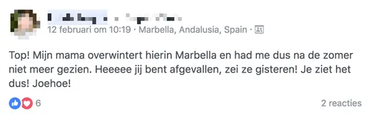 Bericht van een deelnemer op Facebook of in het forum