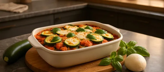 Foto bij: courgette-ovenschotel met kip en mozzarella