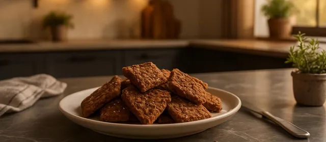 Foto bij: koolhydraatarme speculaasbrokken met sesam en lijnzaad