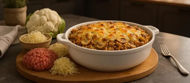 Foto bij: zuurkoolschotel met gehakt en bloemkoolpuree