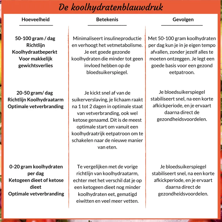 hoeveel koolhydraten per dag